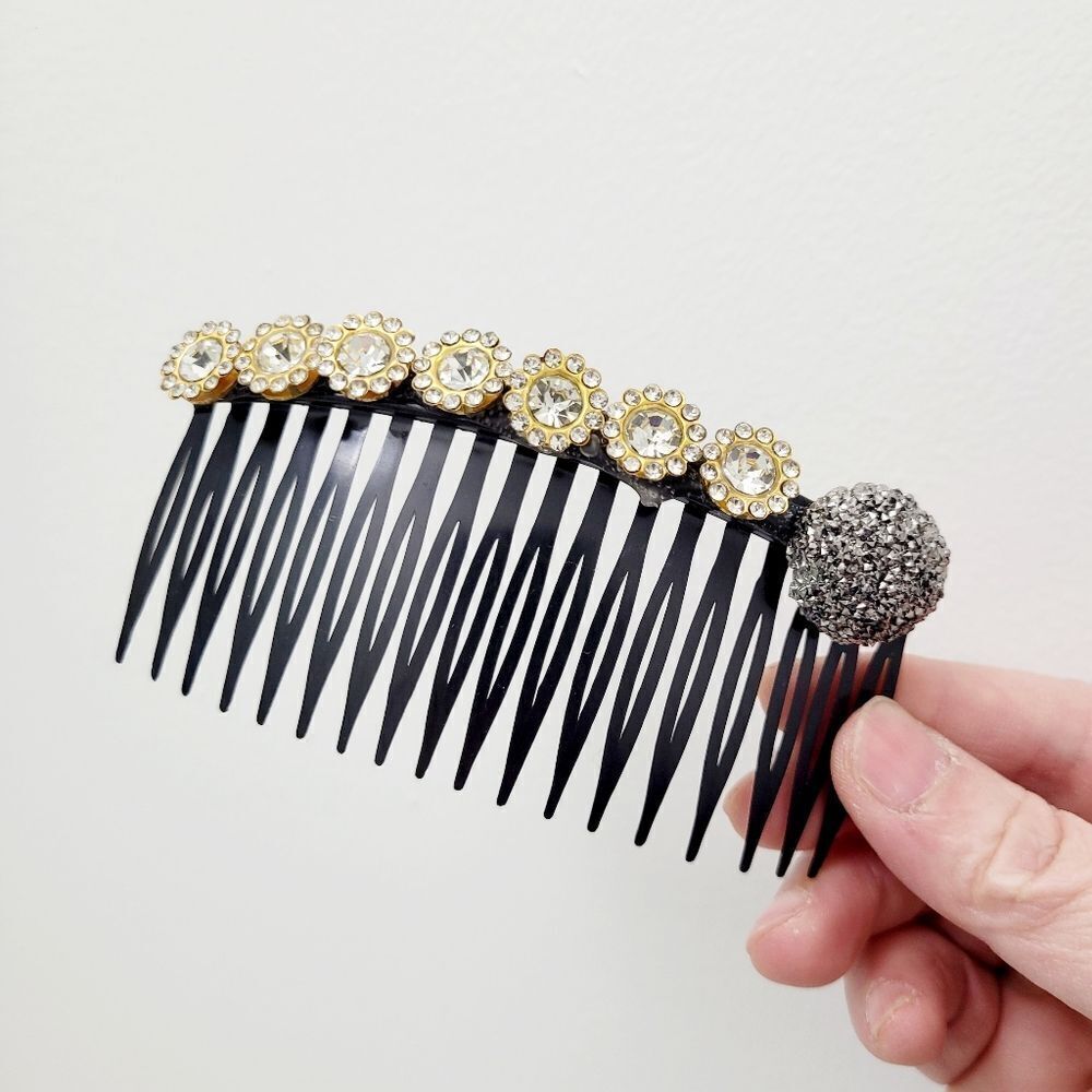 Brand New Silver Rhinestone Black Hair Claw Clips